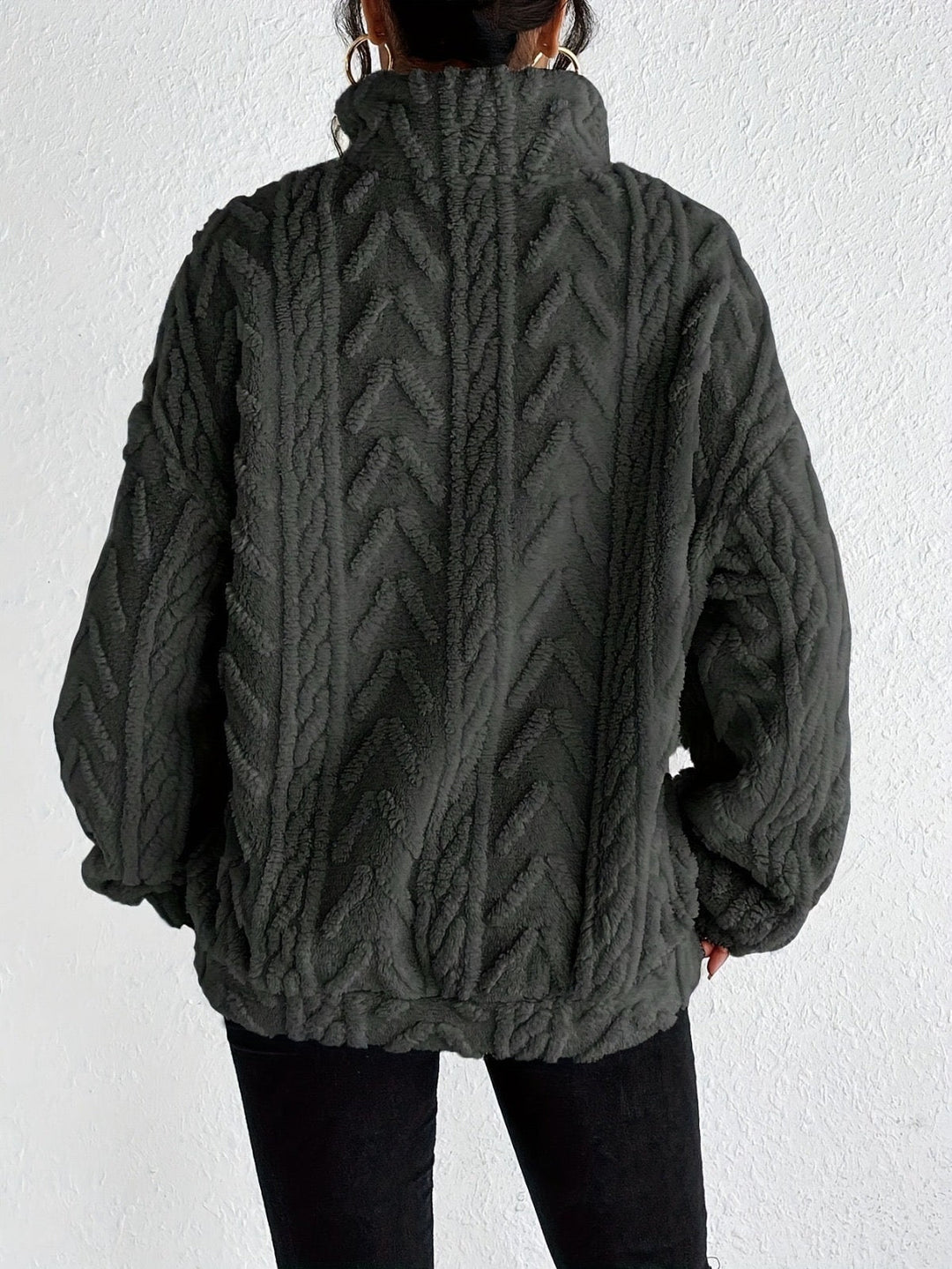 Aila Fluffy Zip-Up Sweater