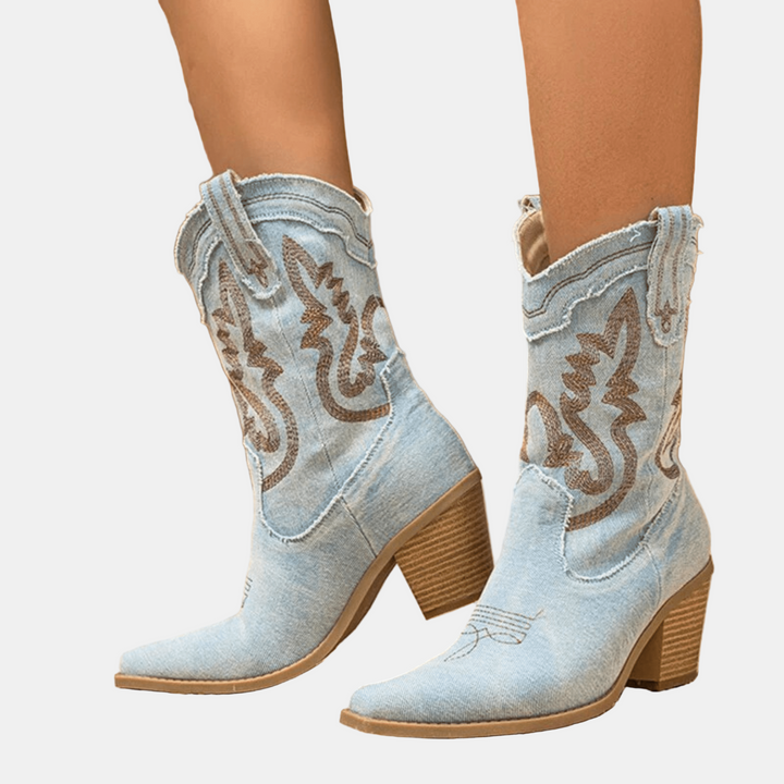 Elara Ankle Boots in Denim Style